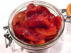 roasted peppers in jar