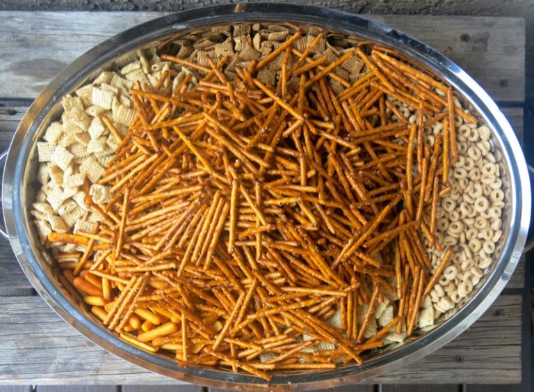 Homemade Nuts and Bolts old recipe from "on the side of the cereal box"