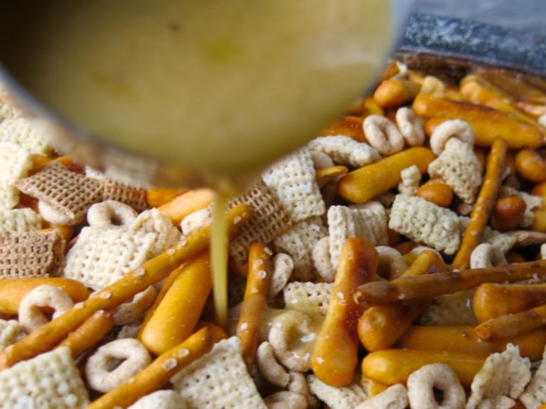 Homemade Nuts and Bolts old recipe from "on the side of the cereal box"