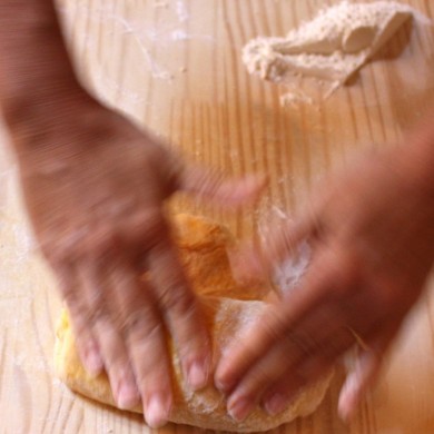View of Traditional Homemade Hand-rolled Bolognese Pasta