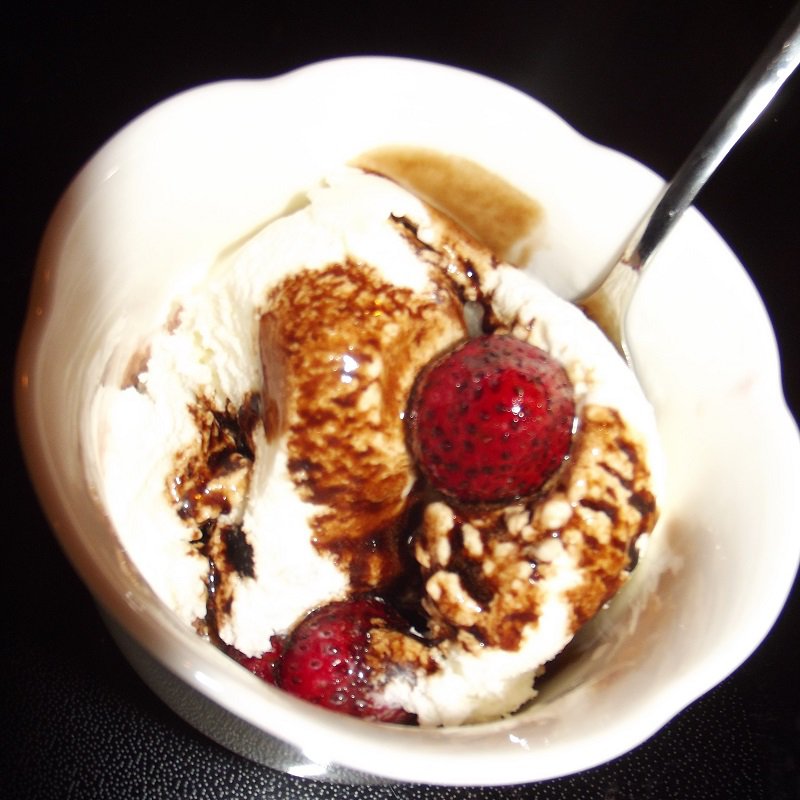 Maple balsalmic on ice cream