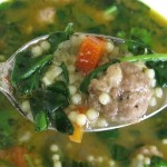 Italian Wedding Soup with Beef Meatballs and Spinach