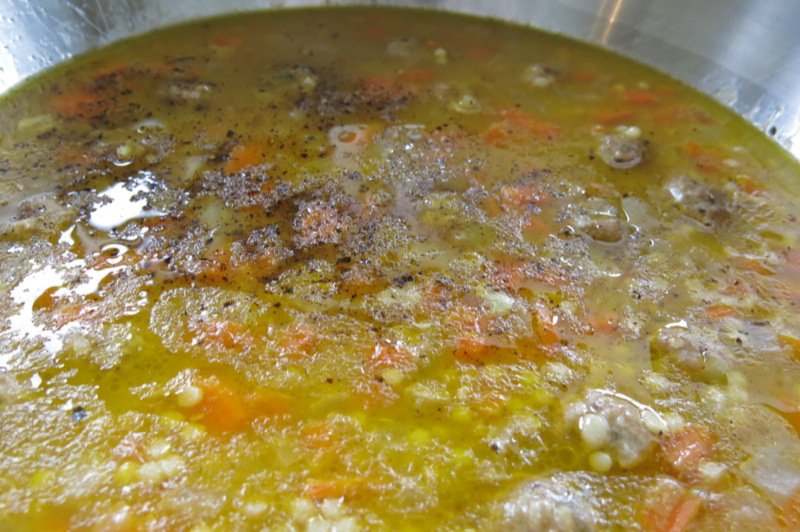 Italian Wedding Soup with Beef Meatballs and Spinach