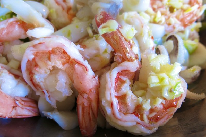 7 Close up Marinated Seafood Salad Shrimp