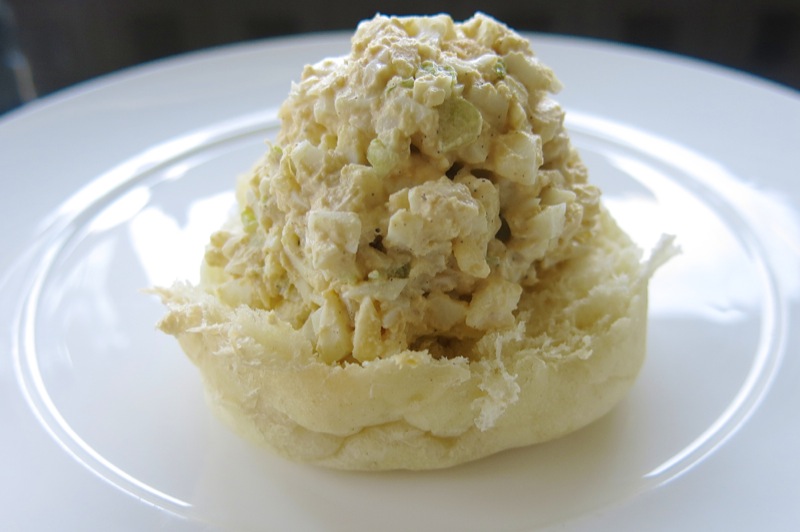 13 Homemade Eggsalad scopped on a  bun