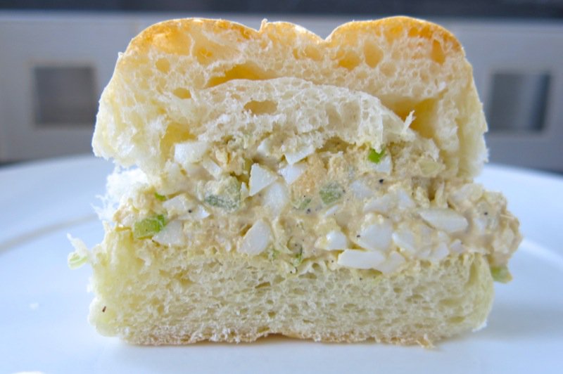 3 Homemade Eggsalad on a homemade bun half