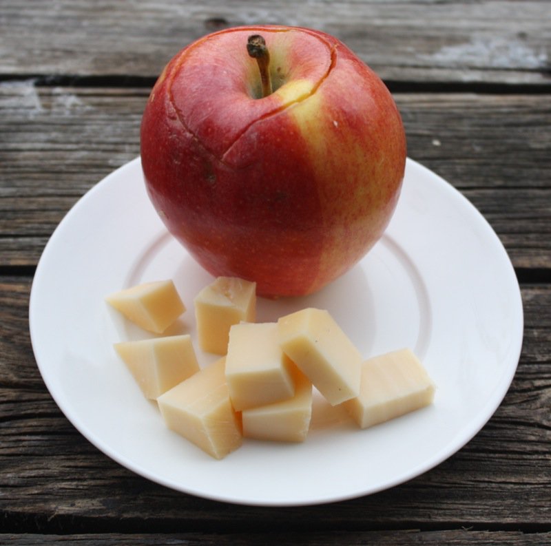 4 cored apple with cheese