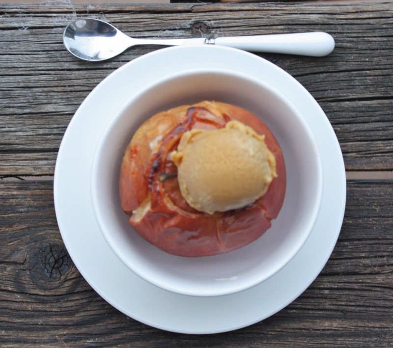 8 baked apple with salted caramel ice cream