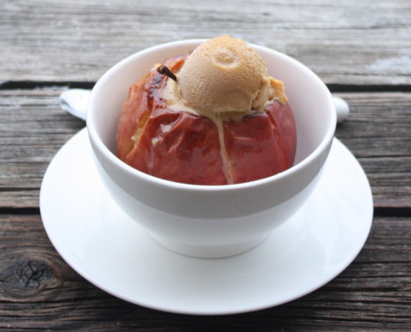 9 baked apple with salted caramel ice cream
