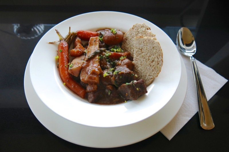 0 Irish Stew plated with Irish Soda Bread Money shot