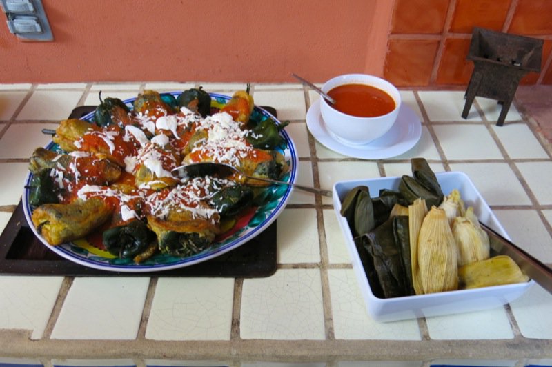 103 Stuffed Pablanos, Tamales and Sauce