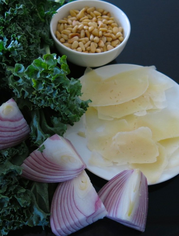 9 Kale and Pinetip Salad Mis en Place