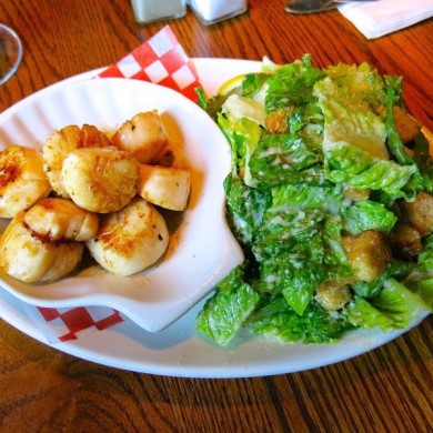 Scallops and Caesar Salad