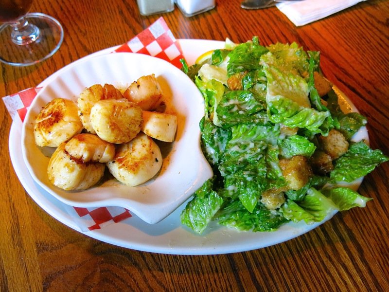 Scallops and Caesar Salad