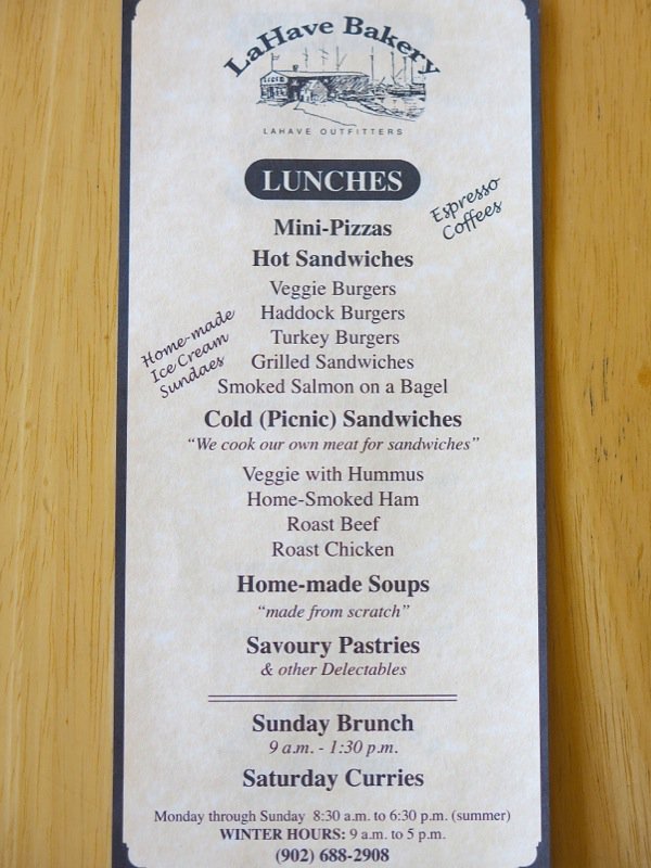 19 LaHave Bakery Menu