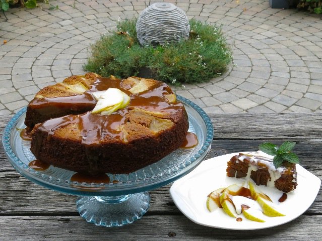 2 Pear Upside Down Gingerbread Cake