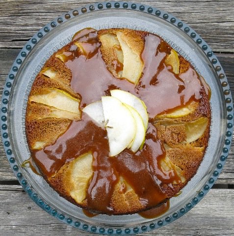 3 Pear Upside Down Gingerbread Cake