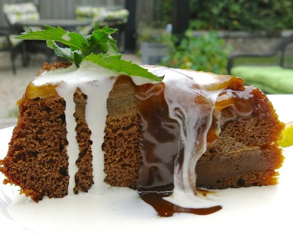 5 Pear Upside Down Gingerbread Cake