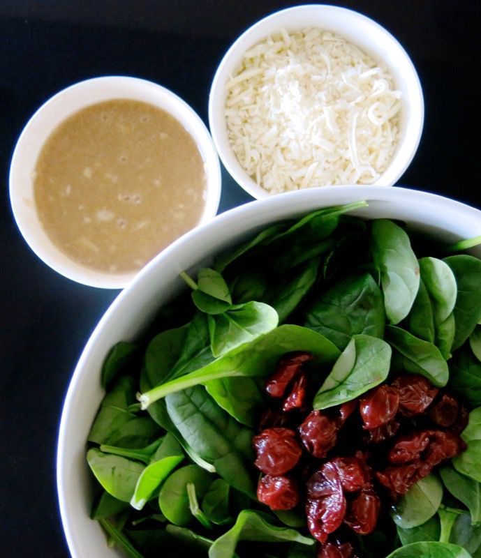 7 Spinach Salad with Dressing and Cheese