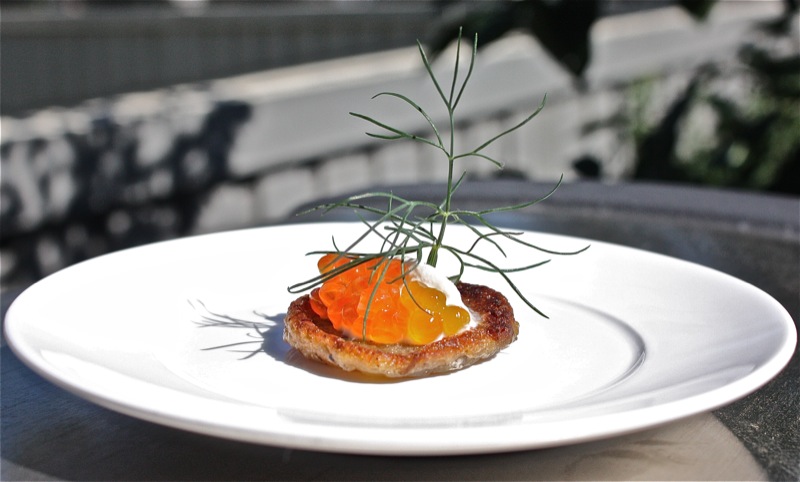 Thermomix Buckwheat Blinis with Creme Fraiche and Salmon Roe