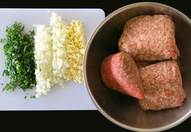 2 Meatball Meatballs. Mis en Place