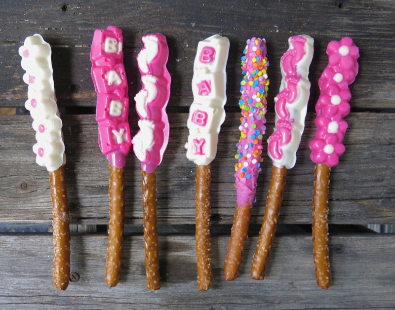 Girl Baby Shower Old Fashioned Pretzel Sticks Dressed for the Party