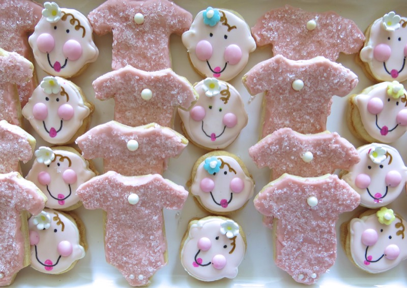 1 Girl Baby Shower Babyface and Onsie Cookie JPG