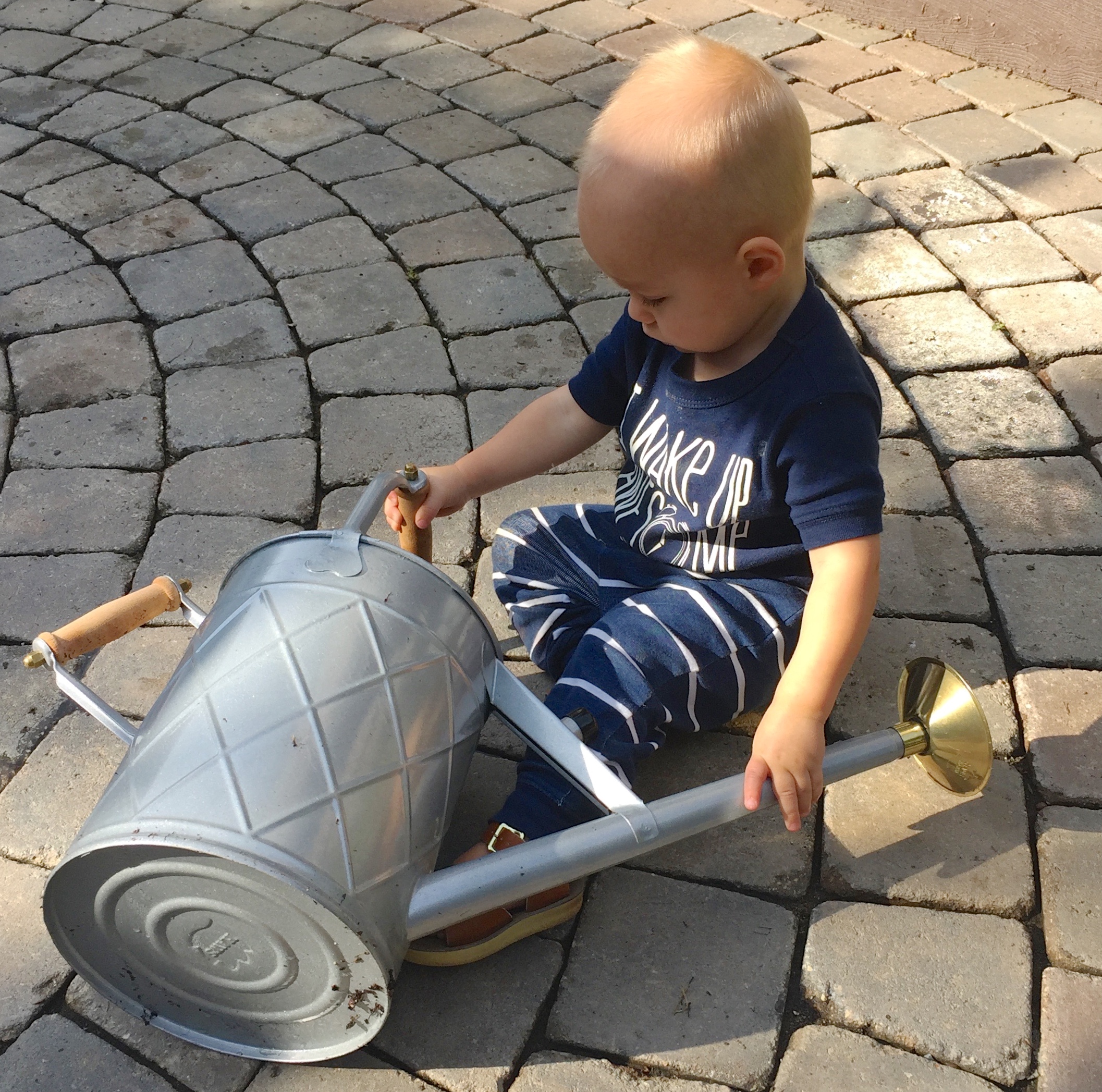 43 William watering Flowers July 2016