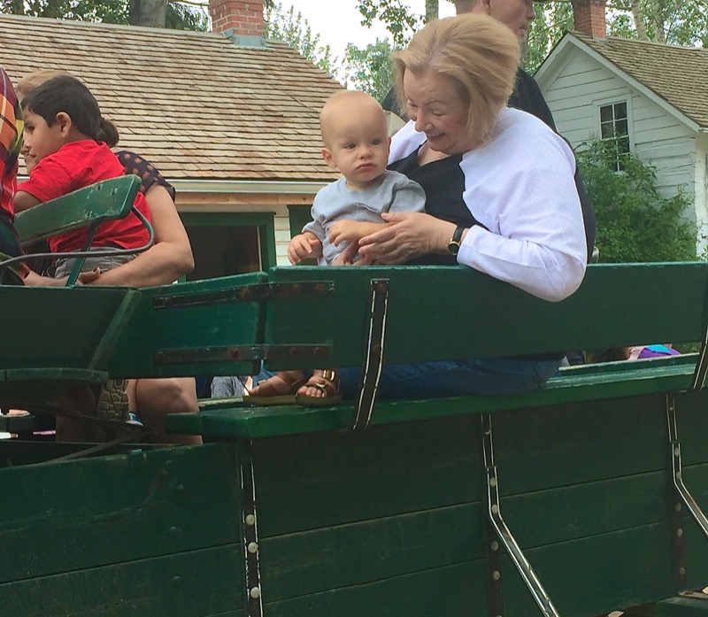 c William and Gramsy at Fort Edmonton Park on the wagon July 2016