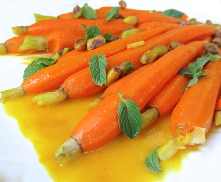 Saffron Glazed Carrots with Pistachios and Mint with Larissa Prouse