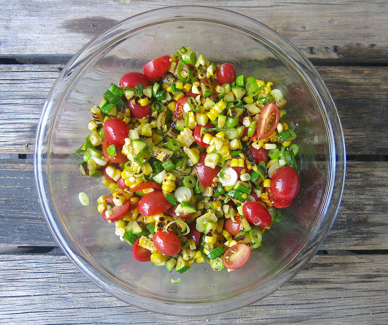 Charred Corn, Zucchini and Tomato Salad