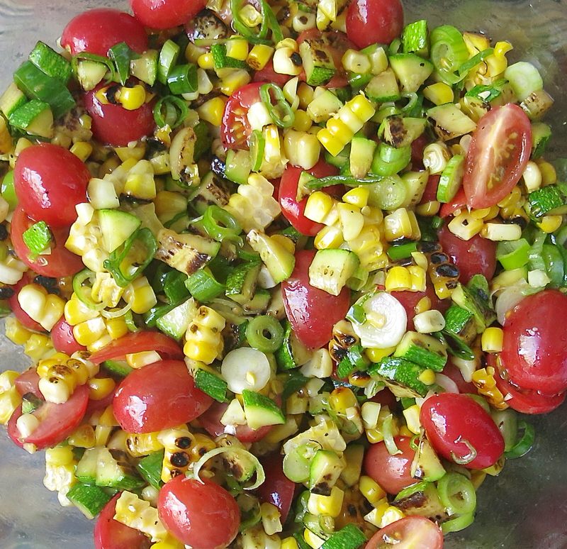 Charred Corn, Zucchini and Tomato Salad