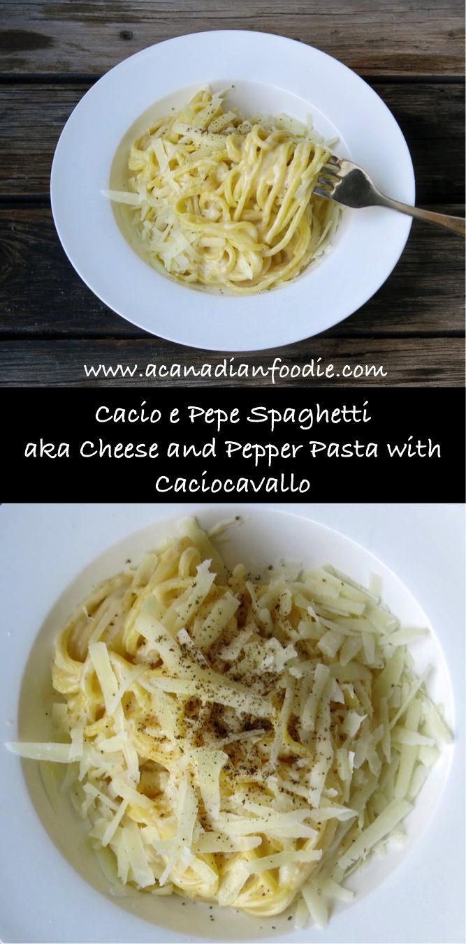 Cacio e Pepe Spaghetti aka Cheese and Pepper Pasta with Caciocavallo is a seemingly simple dish that is unexpectedly delicious and absolutely unforgettable. This traditional Roman pasta appears completely undressed, but the
