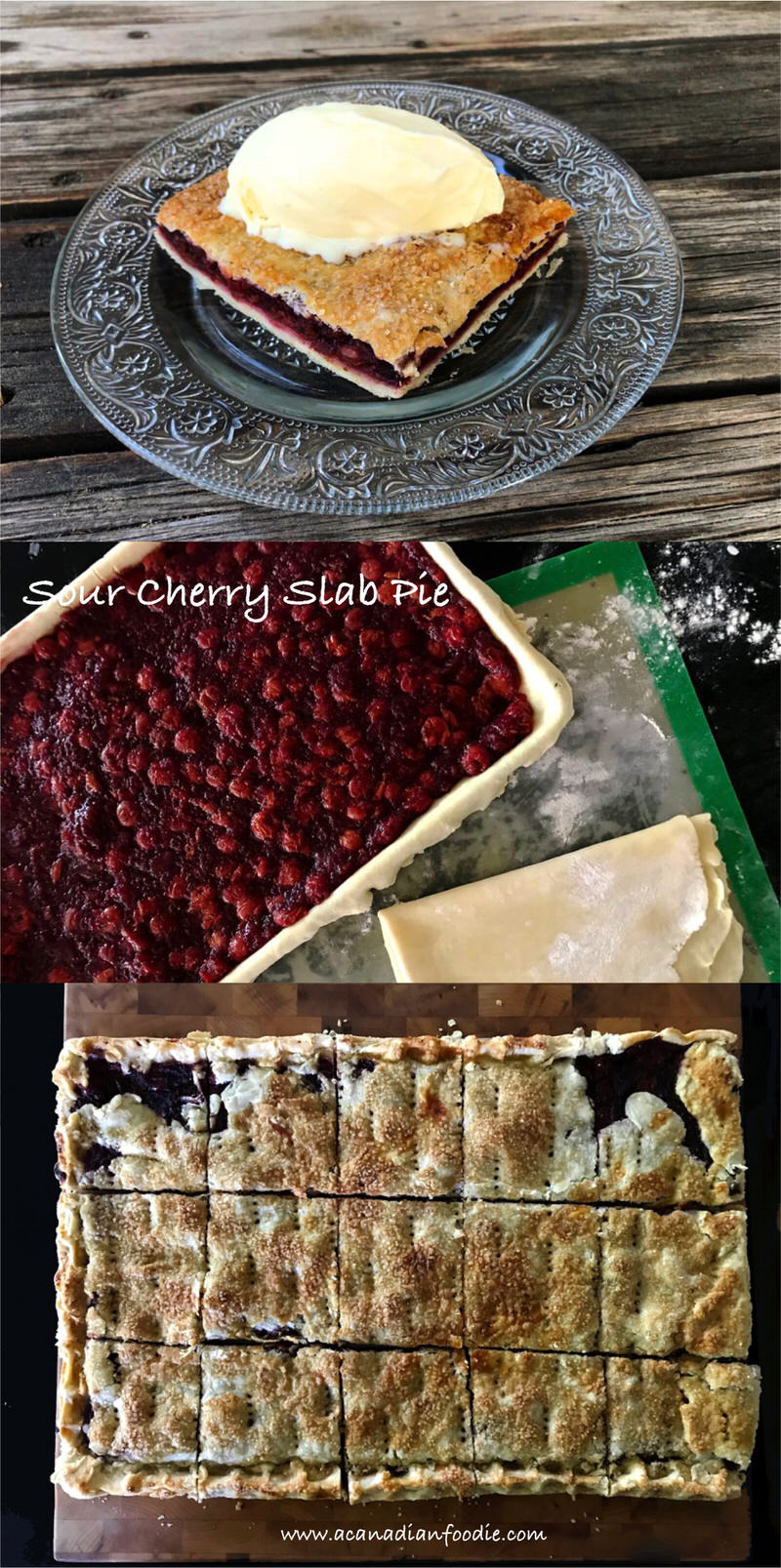 Sour Cherry Slab Pie: A Simple Twist on a Traditional Recipe! A little more pastry the pie filling creates a hand pie experience perfect for picnics. #sourcherries #cherrypie #cherryhandpie #cherryslabpie