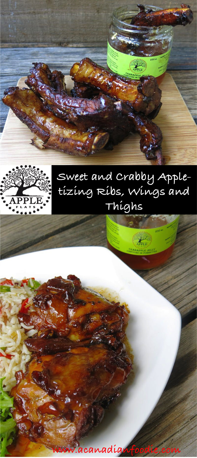 Appleflats Crabapple Jelly: Sweet and Crabby Apple-tizing Ribs, Wings or Chicken Thighs. Sticky and lip-smacking infused by our Canadian Prairie crabapple. #appleflats