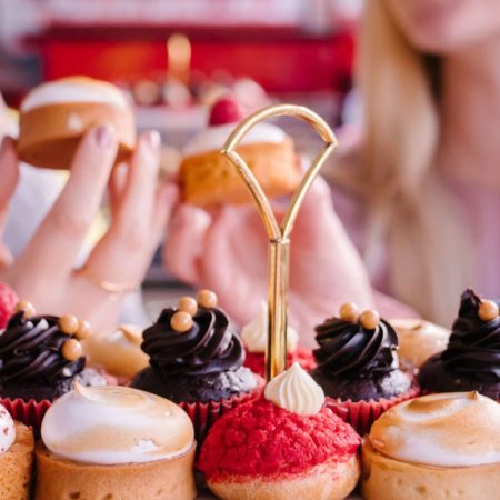 close up shot of afternoon tea cakes